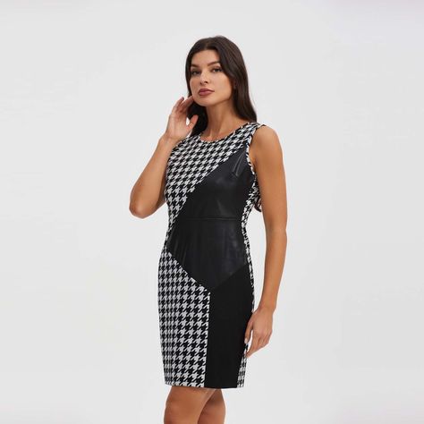 Vestido Pied Poule Negro Mujer-1