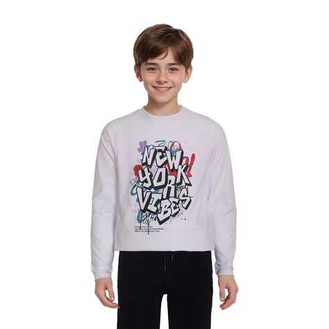 Polera Niño Print Blanco-0