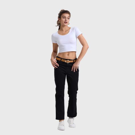 Pantalón Mujer Recto Gabardina Pushup Negro Fashion's Park-3