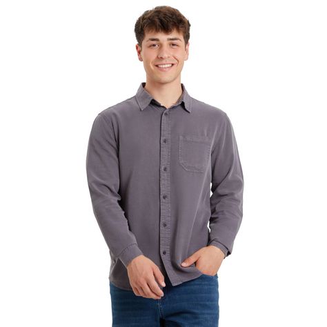 Camisa Lyocell Gris Oscuro Hombre-0