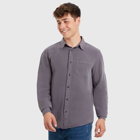 Camisa Lyocell Gris Oscuro Hombre-1