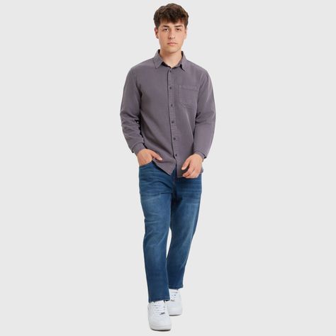 Camisa Lyocell Gris Oscuro Hombre-3