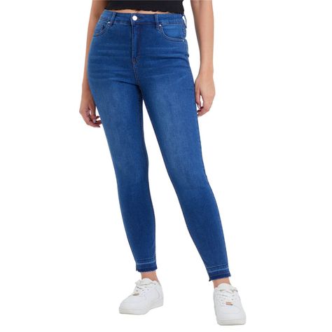 Jeans Skinny Franja Azul Mujer-0