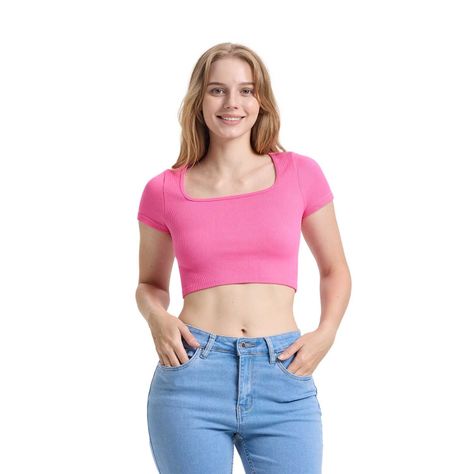 Polera Mujer Escote Cuadrado Rosado Fashion's Park-0