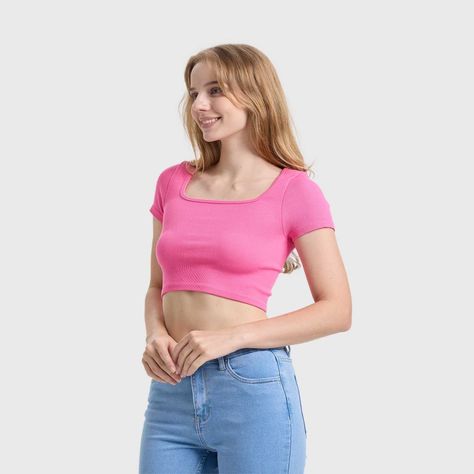 Polera Mujer Escote Cuadrado Rosado Fashion's Park-1