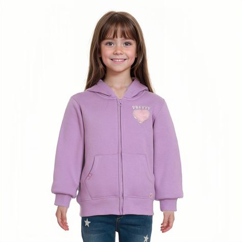 Polerón Niña Full Zipper Peludo Lila-0