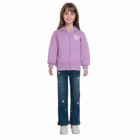 Polerón Niña Full Zipper Peludo Lila-2