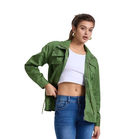 Chaqueta Mujer Aplicación Verde Militar Fashion's Park-0