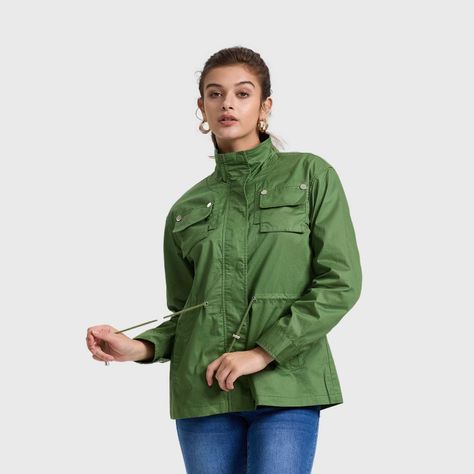 Chaqueta Mujer Aplicación Verde Militar Fashion's Park-1