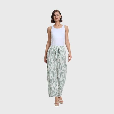 Pantalón Mujer Palazzo Pretina Elasticada Verde Musgo I FSP-3