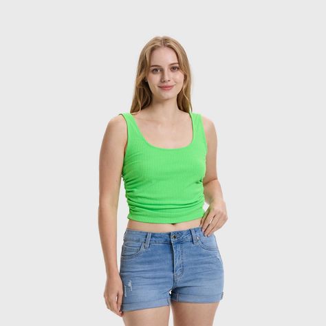 Polera Mujer Recojido Verde Fluor Fashion's Park-1