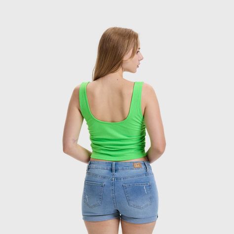 Polera Mujer Recojido Verde Fluor Fashion's Park-2