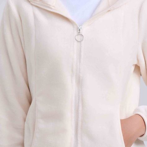 Polar Mujer Peludo Con Bolsillo Crema-3