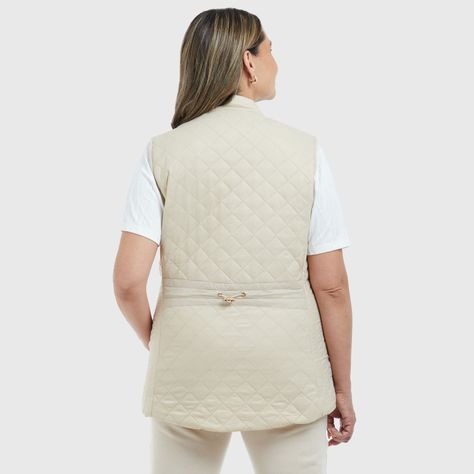 Parka Mujer Con Rombos Y Bolsillo Beige-2