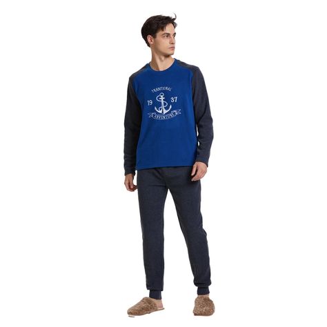 Pijama Hombre Polar Print Azul-0