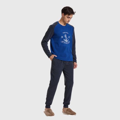 Pijama Hombre Polar Print Azul-1