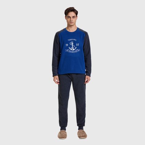 Pijama Hombre Polar Print Azul-3