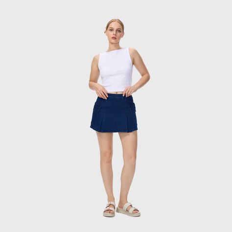 Short Mujer Falda Tableada Azul Oscuro Fashion's Park-3