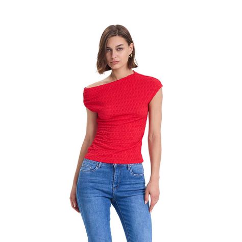 Polera Mujer Asimétrico Rojo Fashions Park-0