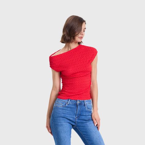 Polera Mujer Asimétrico Rojo Fashions Park-1