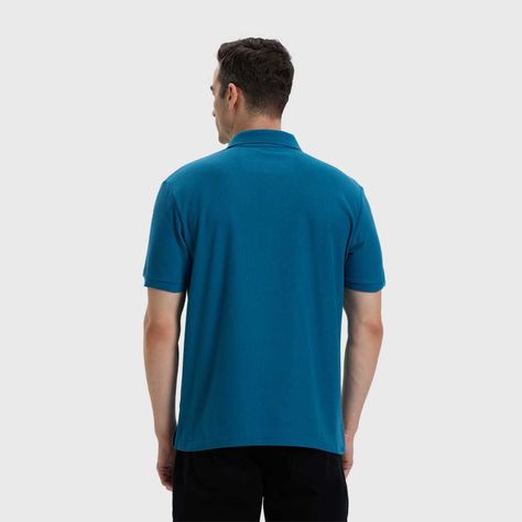 Polera Hombre Lisa Con Logo Azul Petroleo-2