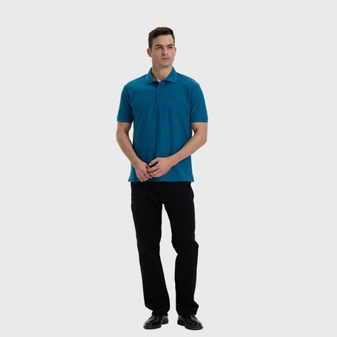 Polera Hombre Lisa Con Logo Azul Petroleo-3