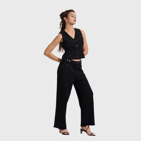 Pantalón Mujer Sastrero Tiro Alto Negro Fashion´s Park-3