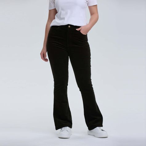 Pantalón Mujer Flare Cotelé Verde-0