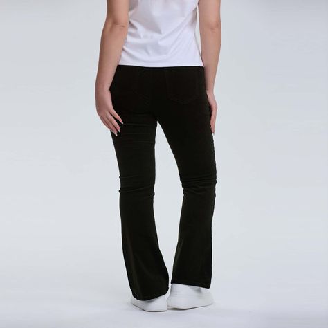 Pantalón Mujer Flare Cotelé Verde-2
