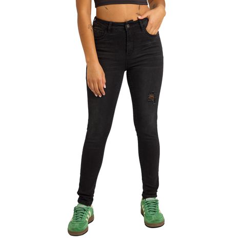 Jeans Mujer Super Skinny Lia Lavado Negro Fashion's Park-0