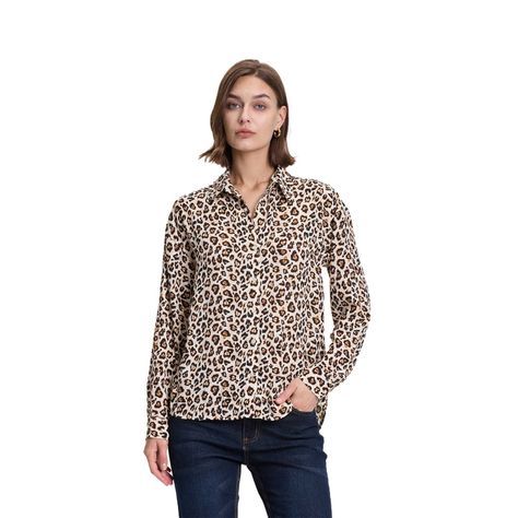 Blusa Mujer Animal Print Beige Fashions Park-0