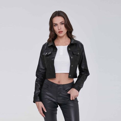 Chaqueta Mujer Brillante Negro-2