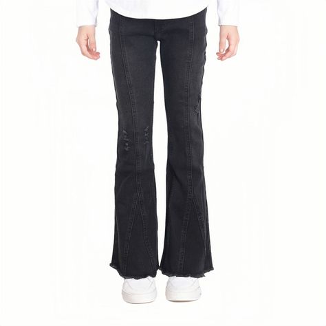 Jeans Niña Flare Con Corte Central Negro Fashion´s Park-0