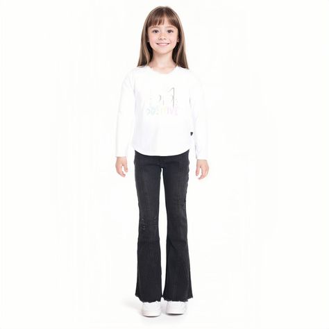 Jeans Niña Flare Con Corte Central Negro Fashion´s Park-2