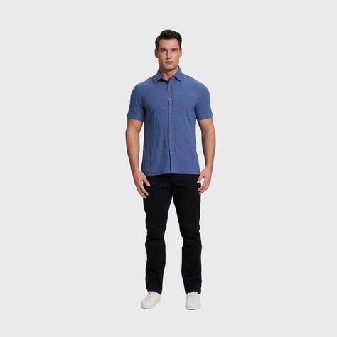 Camisa Hombre Lisa Azul Fashion's Park-3