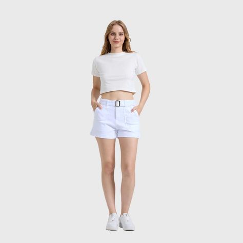 Short Mujer Mom Cinturón Color Blanco Fashions Park-3