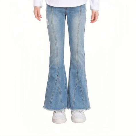Jeans Niña Flare Con Corte Central Azul-0
