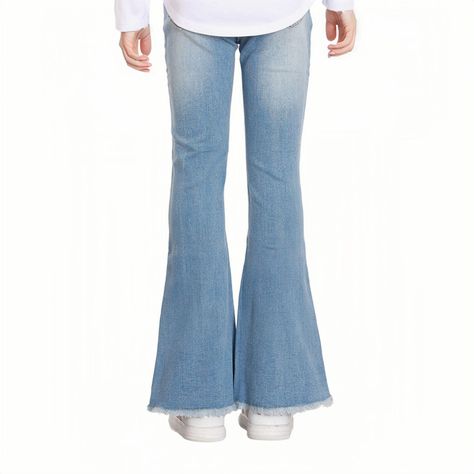 Jeans Niña Flare Con Corte Central Azul-1