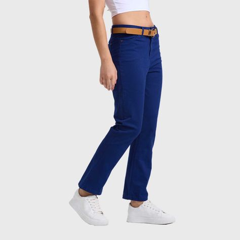 Pantalón Mujer Semi Recto Pushup Azul Marino Fashion's Park-1
