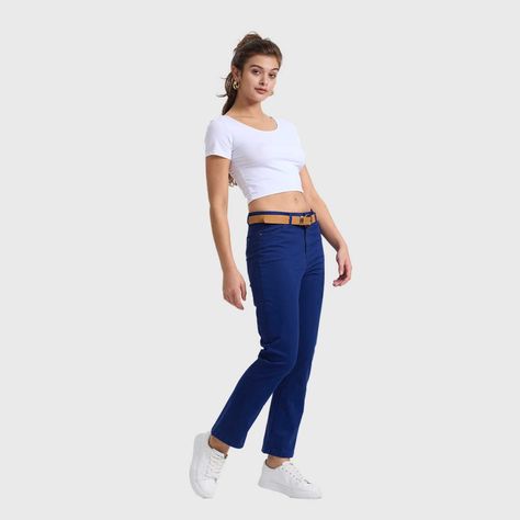 Pantalón Mujer Semi Recto Pushup Azul Marino Fashion's Park-3