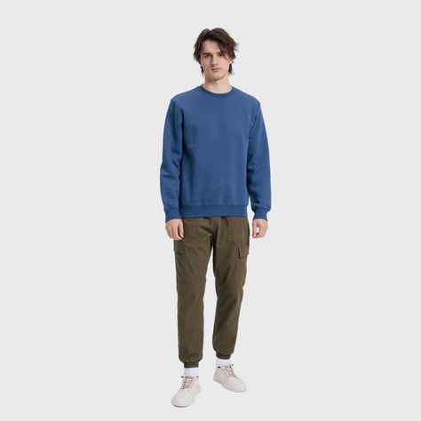 Polerón Hombre Básico Azul Piedra-3