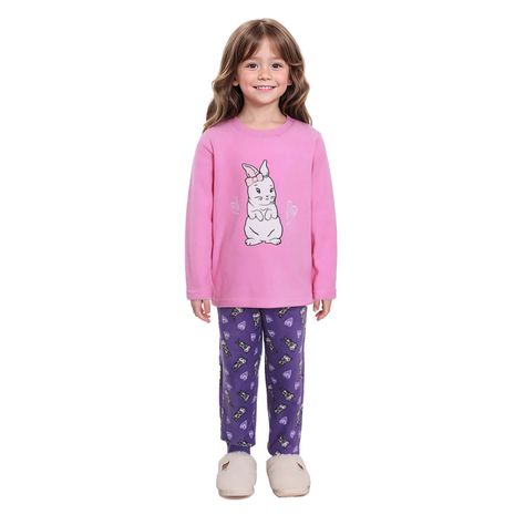 Pijama Niña Polar Conejo Rosado-0