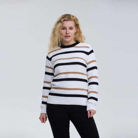 Sweater Mujer Bloques Crudo-0