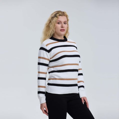 Sweater Mujer Bloques Crudo-1