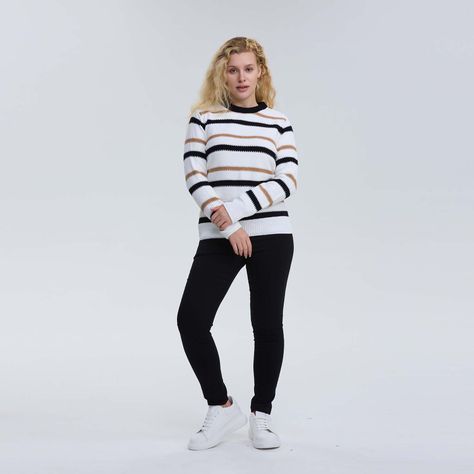 Sweater Mujer Bloques Crudo-3