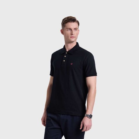 Polera Hombre Pique Lisa Negro Fashion's Park-1