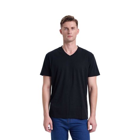 Polera Hombre Cuello V Básica Negro I Fashion's Park-0