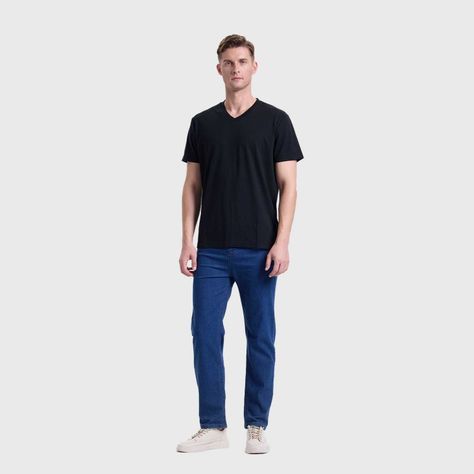 Polera Hombre Cuello V Básica Negro I Fashion's Park-3