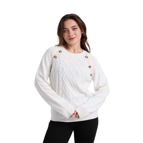 Sweater Mujer Botones Blanco-0