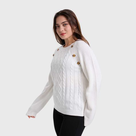 Sweater Mujer Botones Blanco-1